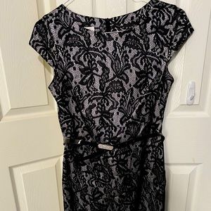 Black and Silver Lace Dress, Size 10